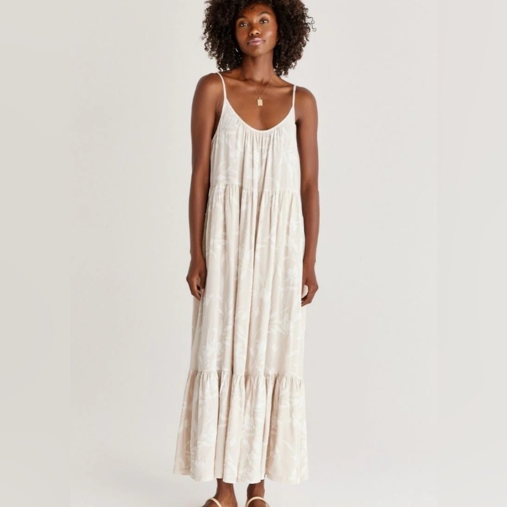 Z Supply Lido Animal Maxi Dress Sandstone Sz M